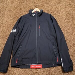 Helly Hansen Black Raincoat with Red Zipper Accents
